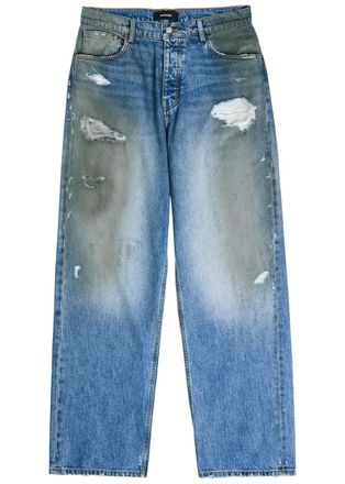 Nahmias Dirty Wash Distressed Straight-leg Jeans - Denim - 38 (W38 / Xxl)
