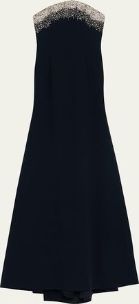 Naeem Khan Crystal Embroidered Strapless Trumpet Gown