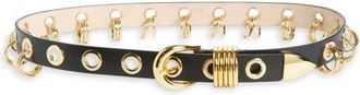 Déhanche Revenge Leather Belt in Black/Gold at Nordstrom, Size Large