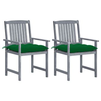 vidaXL Sillas De Jard&iacute;n Con Cojines 2 Uds Madera Maciza De Acacia Gris Vidaxl