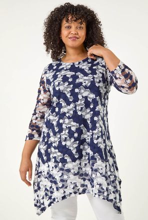 Roman Floral Lace Tunic Top