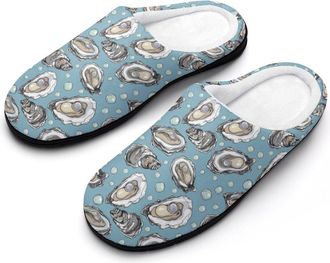 Generic Oysters And Pearls Mens Slippers Memory Foam Winter Warm Sandals Slip On House Shoes Size 7-14