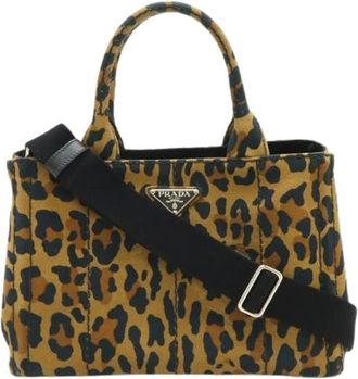 Prada Pre-owned Tote Bags, female, Brown, Size: ONE SIZE Pre-owned Canapa Canvas Tote Bag