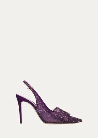 Gianvito Rossi 95mm Embellished Organza Slingback Pumps
