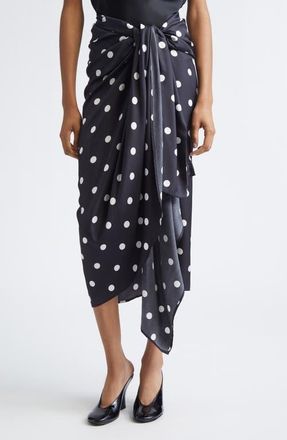 Sportmax Gentile Polka Dot Draped Silk Skirt in Black at Nordstrom, Size 10