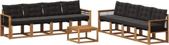 vidaXL Conjunto De Sof&aacute;s De Exterior 9 Uds. Natural Y Negro Vidaxl