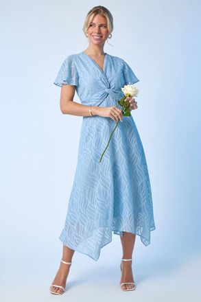 Roman Front Twist Jacquard Dress