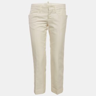 Dsquared2 Cream Cotton Blend Capri Trousers