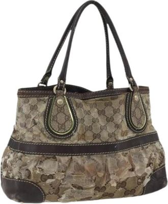 Gucci Pre-owned Handbags, female, Beige, Size: ONE SIZE Pre-owned Vintage Canvas Handbag