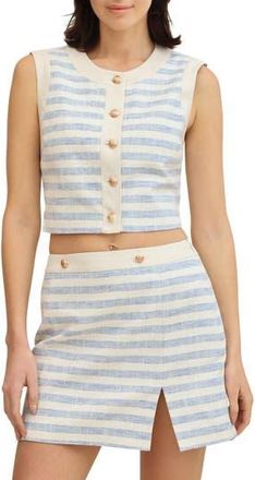 Avec Les Filles Stripe Crop Vest in Blue White Stripe at Nordstrom Rack, Size Large
