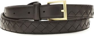 Bottega Veneta Womens Belt Intrecciato Espresso Leather Espresso-Brass Lamb Espresso/brass