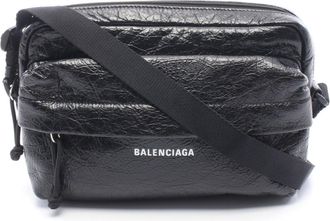Balenciaga Black White Leather Handbag Shoulder Bag (Pre-Owned)