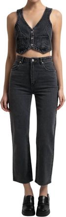 Abrand Venice Straight Bobbi Jeans In Washed Black