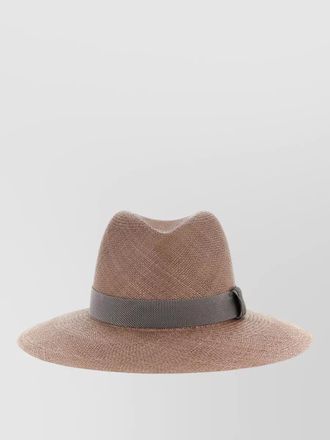 Brunello Cucinelli leather band hat contrasting wide brim
