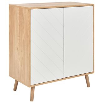 Beliani Aparador Blanco Madera Clara 76 X 40 Cm Mdf 2 Puertas Estantes Dormitorio Bristow