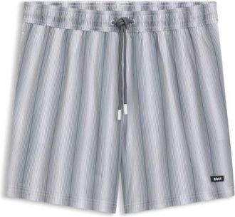 BOSS Logo-badge swim shorts with stripe