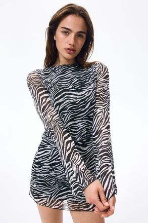 H&M Printed Tie-back Dress in Black/zebra Print at Nordstrom, Size X-Small