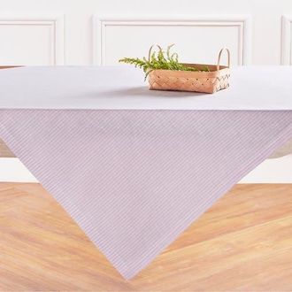 Solino Home Linen Table Throw - Narrow Stripe, 52 x 52, 52 x 52 in Pink And White at Nordstrom, Size Small