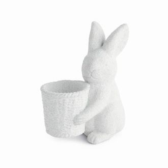 Napa Home & Garden Janie White Concrete Rabbit With Basket Pot at Nordstrom