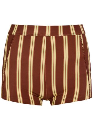 Damson Madder Trudi Striped Swim Shorts - Brown - 10 (UK10 / S)