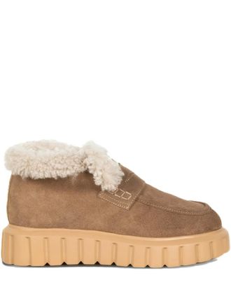 Voile Blanche 40mm fur trim boots - women - Calf Suede/Wool/Fabric/Rubber - 38 - Brown