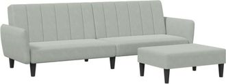 vidaXL Vidaxl - Sof&aacute; Cama De 2 Plazas Con Taburete Terciopelo Gris Claro