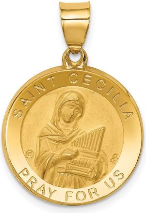Diamond2Deal 14k Yellow Gold Polished and Satin St. Cecilia Hollow Medal Pendant