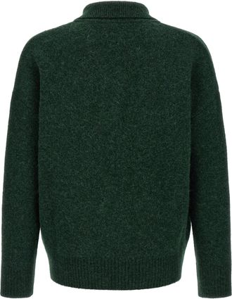 Ami Mens Bicolor Alpaca Leather Polo Shirt