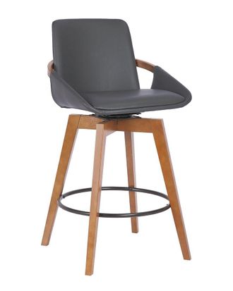 Armen Living Baylor 26In Walnut Wood Swivel Bar Stool