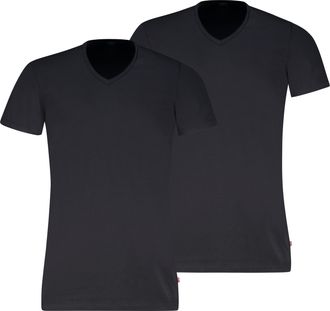 Levi's T-Shirt LEVIS LEVIS MEN V-NECK, Herren, Gr. XL, jet schwarz, Single Jersey, Obermaterial: 95% Baumwolle, 5% Elasthan, Basic h&uuml;ftbedeckend, V-Ausschnit