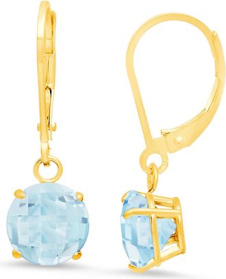 MAX + STONE Solid 10K Yellow or White Gold 8mm Gemstone Dangle Earrings