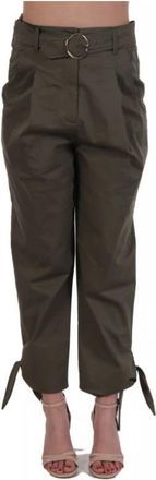 Marella Motrice Broek met Riem - Dames - Straight fit broeken - Groen - XS - Wol - Broeken