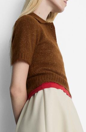 Mango Crop Polo Sweater in Brown at Nordstrom, Size Medium