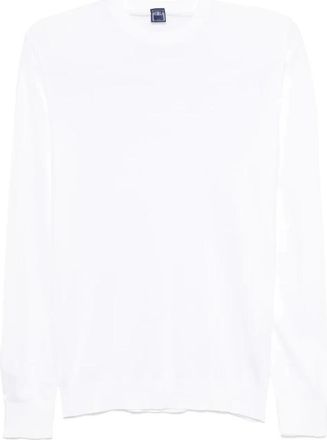 Fedeli Katoenen sweater - Heren - Ronde hals truien - Wit - 2XL - Katoen - Truien & Vesten