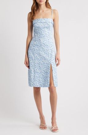 French Connection Echo Floral Crepe Dress in Icy Blue Multi at Nordstrom, Size 8