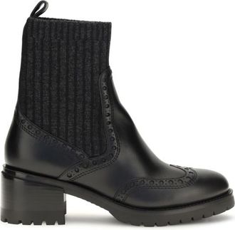 Santoni Black Textured Ferret Boots