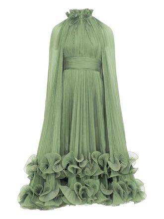 Ana Radu ruffled cape dress - Green