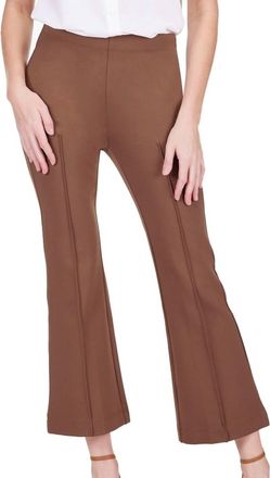 Jade Yoga Front Seaming Ponte Bell Leg Ankle Pant In Chocolate