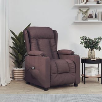 vidaXL Sill&oacute;n Reclinable El&eacute;ctrico Tela Marr&oacute;n Oscuro Vidaxl