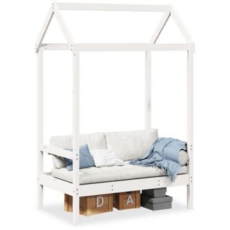 vidaXL Vidaxl - Panchina con Tetto Bianca 117,5x70x176,5 cm in Legno di Pino