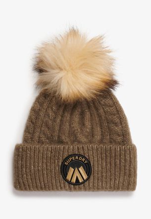Superdry Beanie SUPERDRY CABLE LUXE KNIT BEANIE HAT, Damen, gr&uuml;n (moss khaki), Strick, Materialmix, M&uuml;tzen Beanie