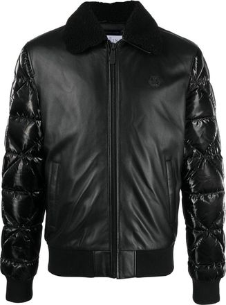Philipp Plein padded flight jacket - men - Lamb Skin/Polyester/Polyester/Fabric - S - Black
