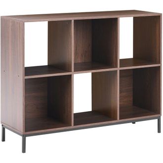 Beliani Bookcase Dark Brown MDF 6-Cube Bookshelves Wood-Look Finish PEMBERTON