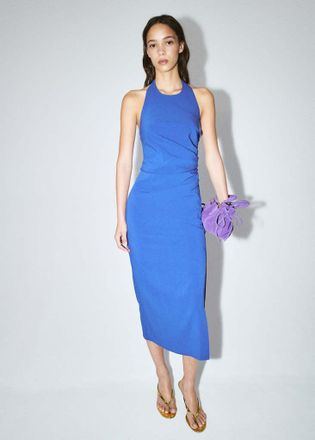 Mango Vestito halter drappeggiato blu - Donna - XS - MANGO