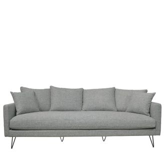 DRAWER Sof&aacute; de 4 plazas en tela con patas metalicas negras - Gris