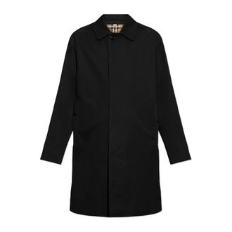 Burberry Single-Breasted Coats, male, Black, Size: 3XL Cotton coat