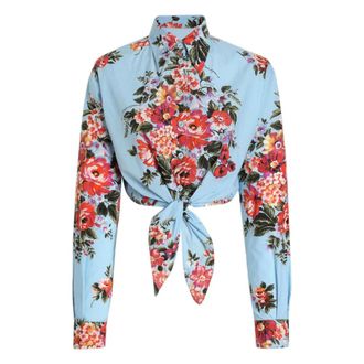 Dolce & Gabbana Flower Bouquet-Print Cotton Shirt - female - Dolce & Gabbana - Shirts - Multicolor - M - Blouses & Shirts