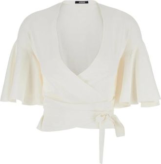 Jacquemus Paysan Knit - Dames - Blouses - Wit - 2XS - Polyester - Overhemden