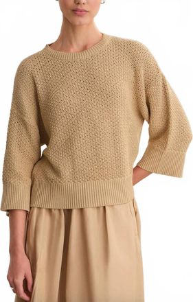 525 america Suki Pointelle Cotton Oversized Boxy Tee In Chanterelle