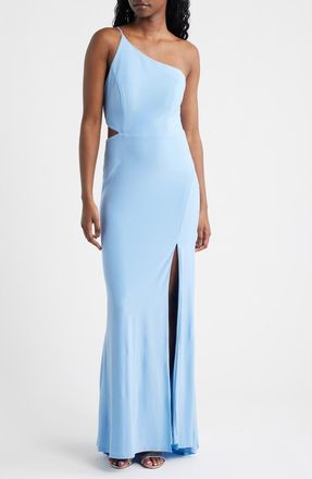 Jump Apparel One-Shoulder Side Cutout Gown in Light Blue at Nordstrom, Size 11